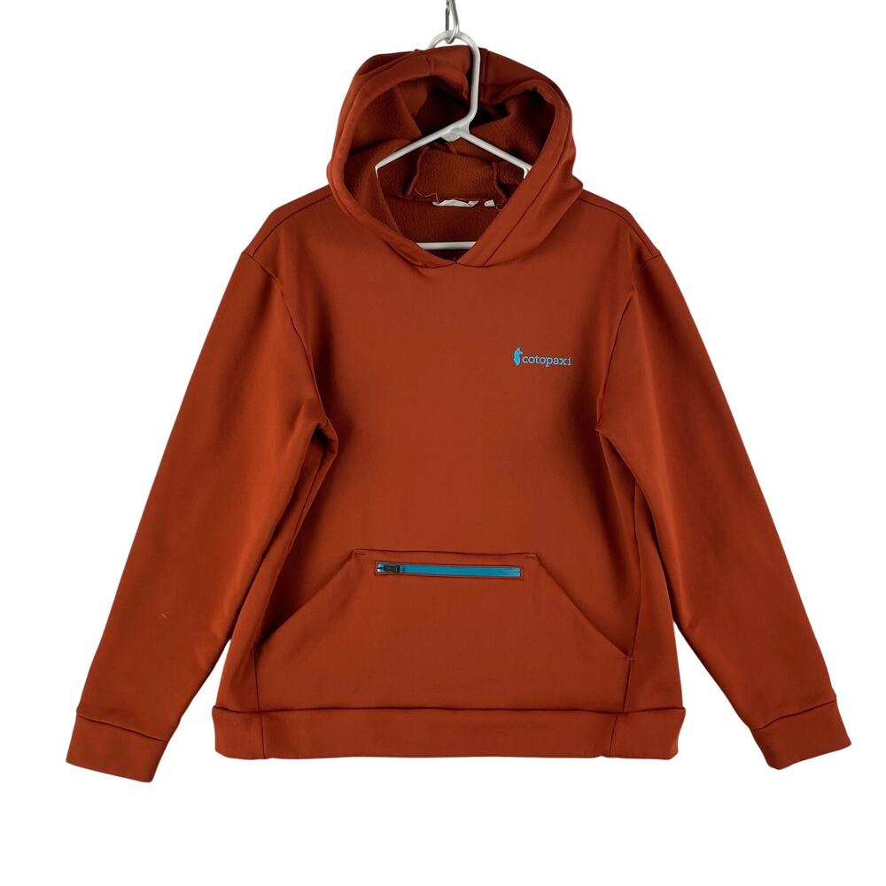 Cotopaxi Womens Bamba Fleece Lined Stretch Pullover Hoodie SZ L Rust Orange